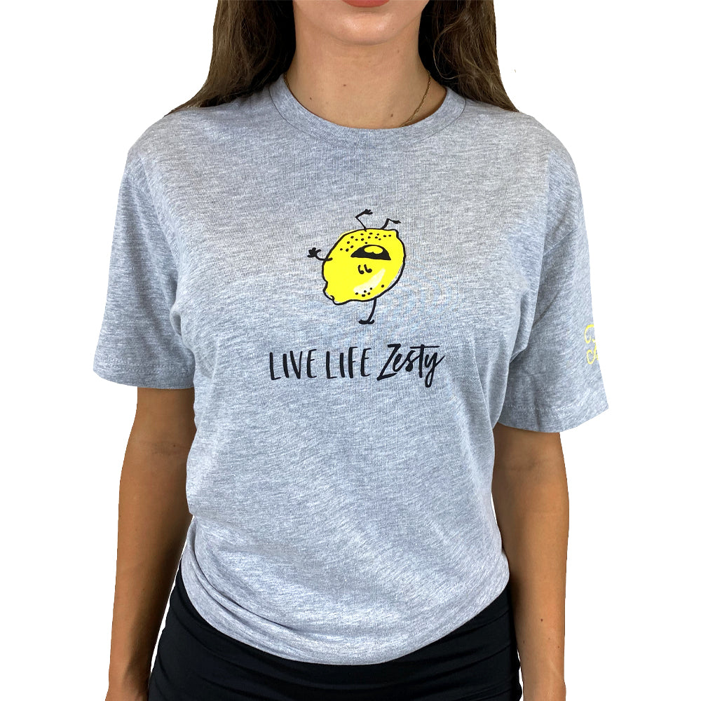 Fabrizia's Live Life Zesty - Handstand Lemon T-Shirt (Dark Heather Gray)